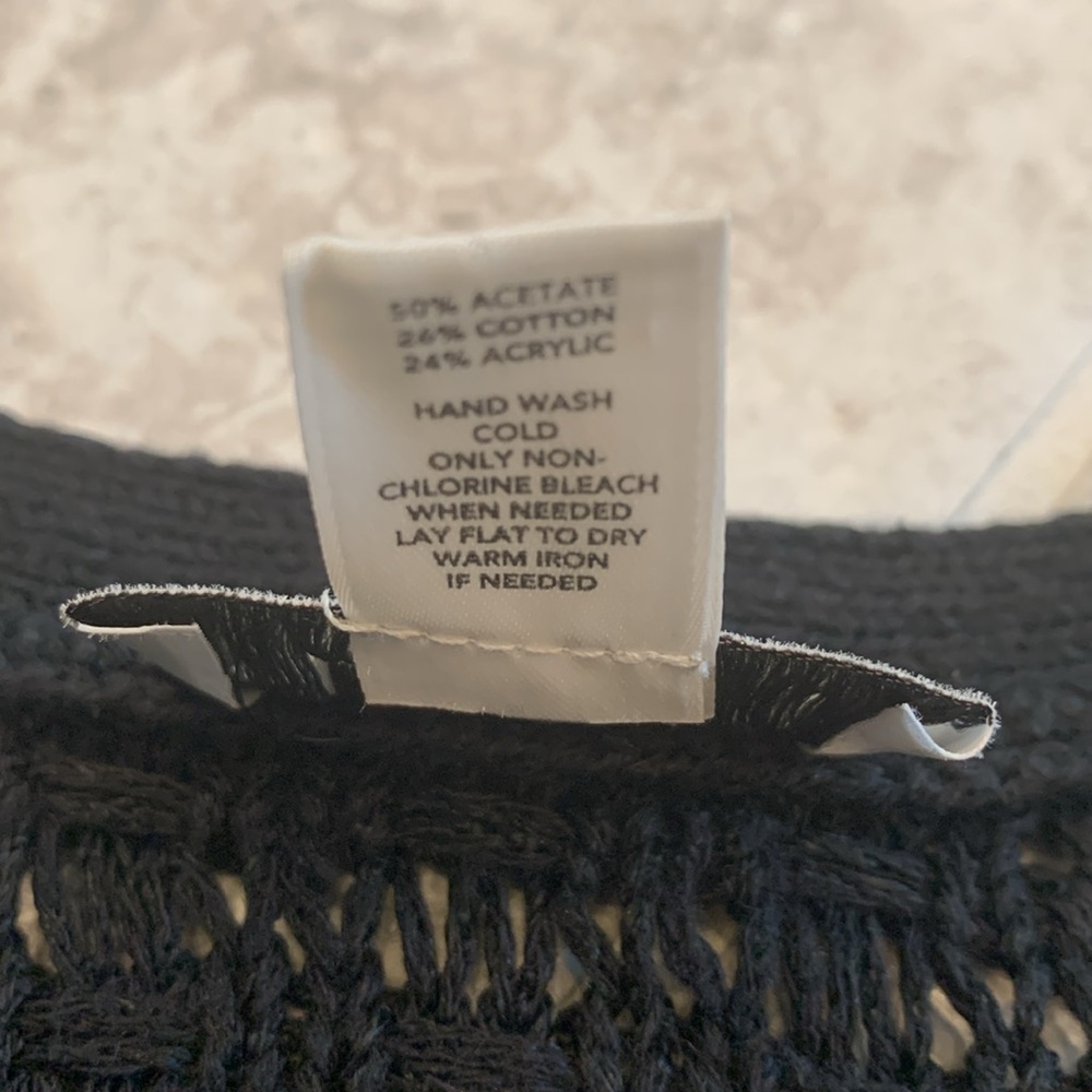 LOFT Black Crochet Open Mesh stitch Shortsleeve Cardigan - Picture 3 of 4